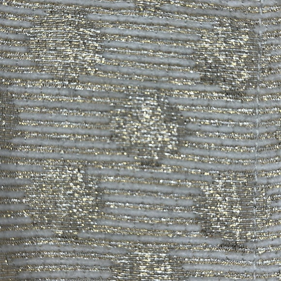 Eliza J Cream Metallic Textured Polka Dot Jeweled Neckline Cocktail Dress Size 8 - Picture 9 of 15